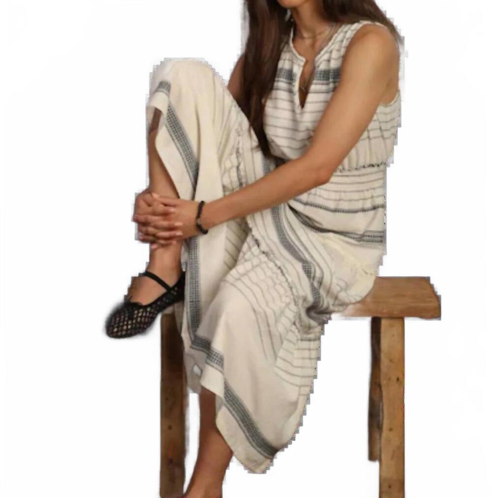 NEW DYLAN andrea maxi stripe dress in natural